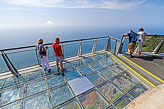 玻璃,眺望台,上方,悬崖,海岸,渔村,南海岸,马德拉岛,岛屿,葡萄牙