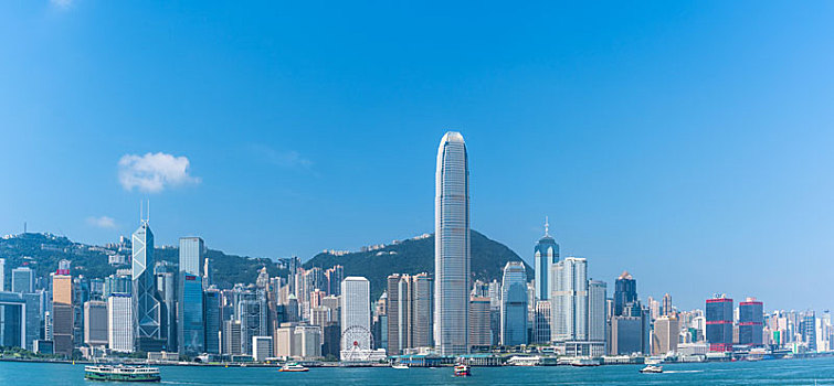 中国香港维多利亚港码头和cbd建筑群