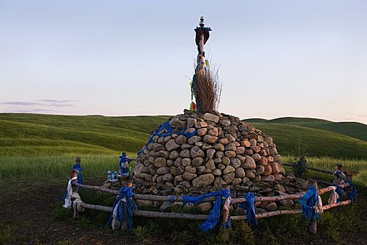 累石堆,山顶,生态,保存,内蒙古,中国