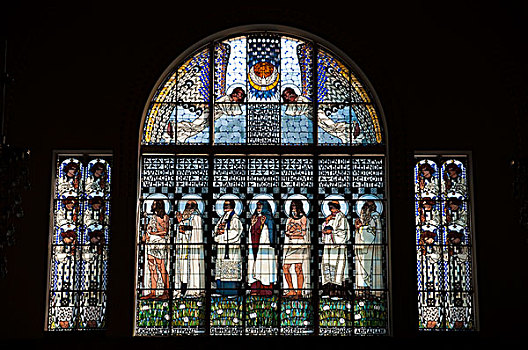 彩色玻璃窗,艺术,教堂,维也纳,奥地利,欧洲