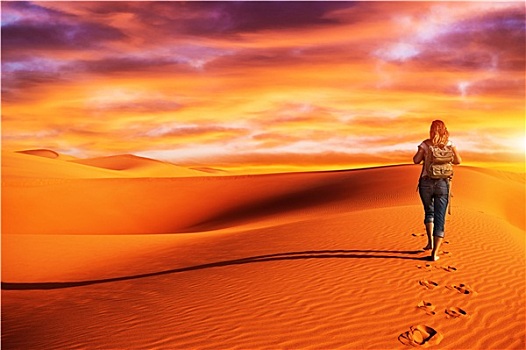 女人,旅行,沙漠