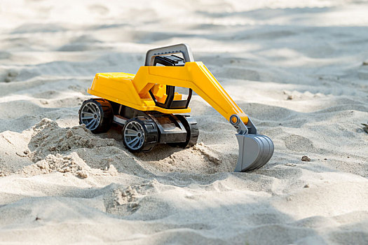 玩具,挖掘机,挖,沙子