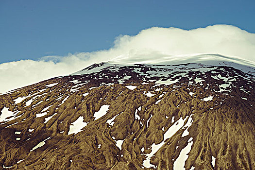 山,石头,冰,白云,蓝天,国家公园,斯奈山半岛,冰岛,欧洲