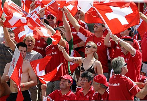 瑞士,爱好者,旗帜,欧洲,冠军,2008年,斯图加特,巴登符腾堡,德国