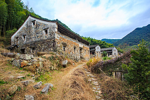 胜坑村,石屋,山村,民宿,小溪