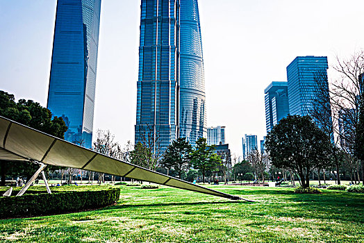 城市公园,现代建筑,背景,上海