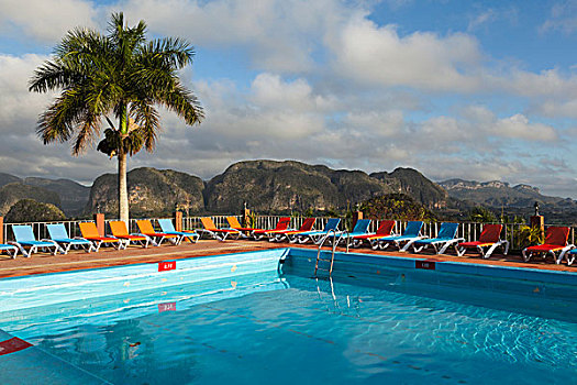 古巴,维尼亚雷斯,游泳池,酒店,俯瞰,山谷