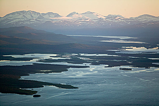 湖,山景,拉普兰,瑞典