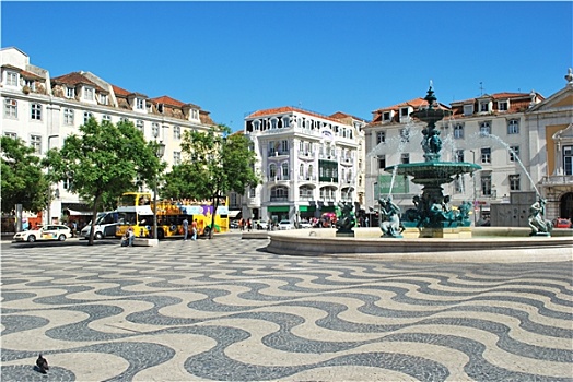 著名,广场,喷泉,市区,葡萄牙