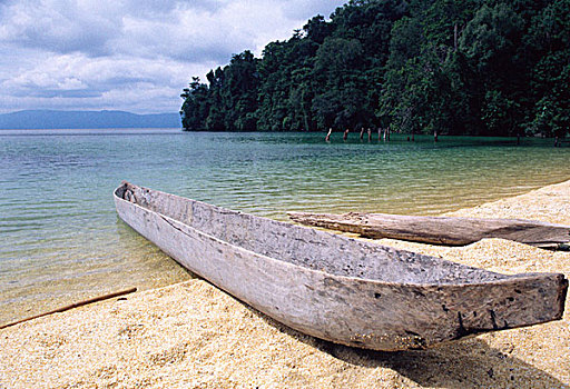 亚洲,印度尼西亚,苏拉威西岛,湖,搁浅,独木舟
