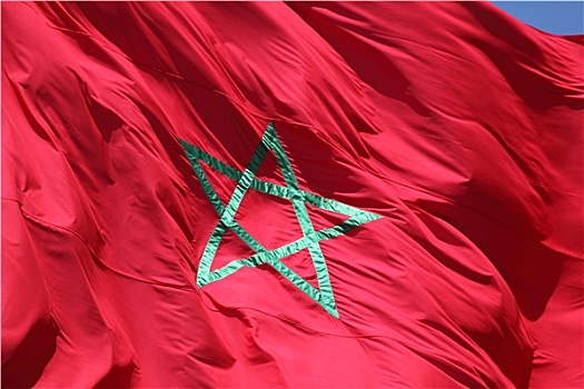 特写,摩洛哥,旗帜,摆动,风