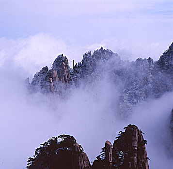 安徽,黄山,云海,雪,雾淞