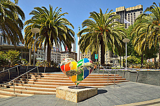 雕塑,联合广场,湾区,加利福尼亚,美国