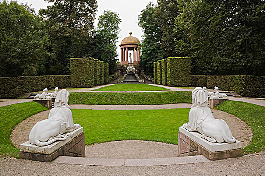 雕塑,绿雕塑,阿波罗神庙,正规花园,施威琴根,宫殿,夏末,德国