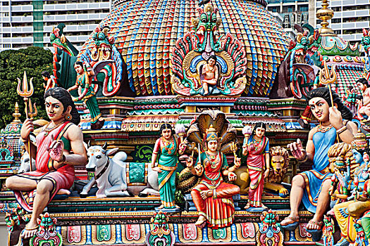 新加坡,印度教,神,装饰,屋顶,祈祷