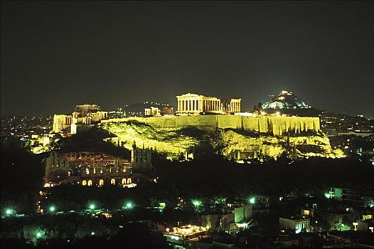 俯拍,建筑,城市,帕特侬神庙,雅典,希腊