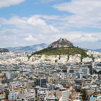 俯视,雅典,城市,利卡贝塔斯山