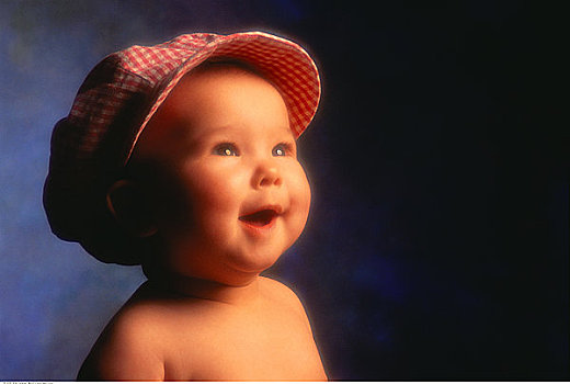 肖像,婴儿,戴着,帽子,微笑