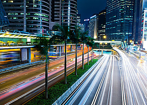 交通,现代,城市,夜晚,香港