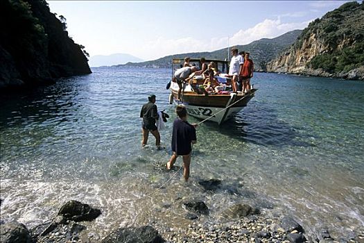 船,海滩,湾,地中海,土耳其
