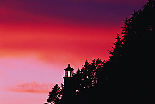 佛罗伦萨,赫西塔角灯塔,日落,肘,州立公园,夏天,大幅,尺寸