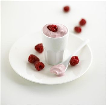 树莓酸奶,新鲜,树莓