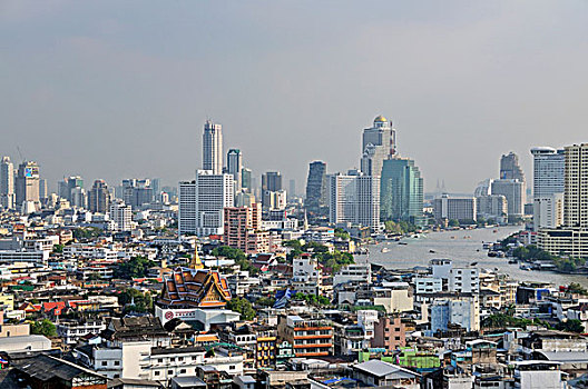 城市,唐人街,正面,金融区,酒店,摩天大楼,曼谷,泰国,亚洲