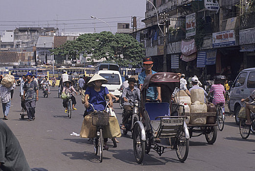 越南,胡志明市,西贡,街景,交通