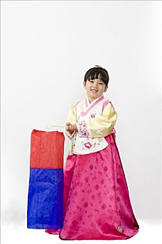 女孩,韩国人,传统服装