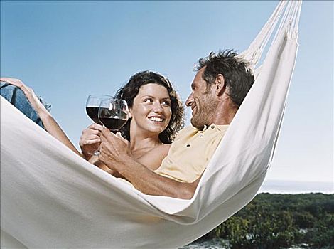 伴侣,吊床,葡萄酒