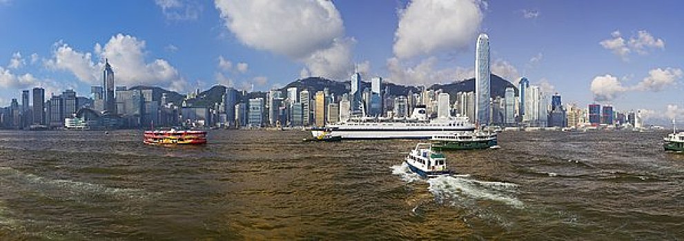 天际线,中心,香港岛,维多利亚港,香港,中国,亚洲