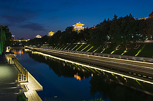 陕西西安城墙夜景