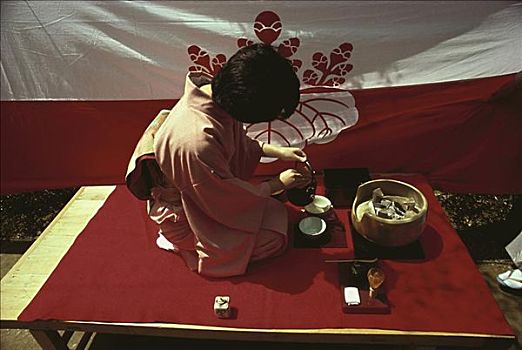 女人,拿着,茶杯,东京都,日本