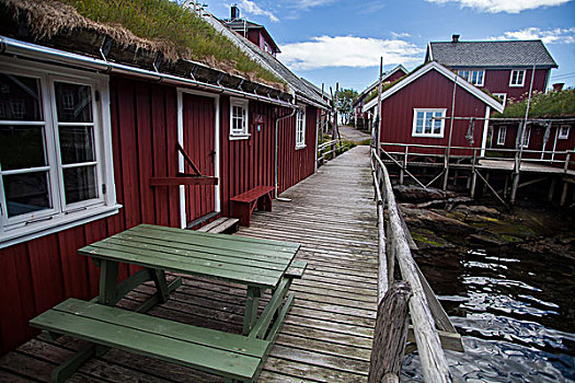 传统,房子,罗弗敦群岛,挪威