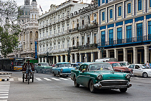 古巴,哈瓦那,大道,交通,老爷车