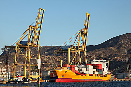 集装箱船,港口,卡塔赫纳,西班牙