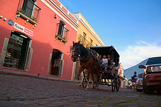 马车,殖民地,建筑,安提瓜岛,危地马拉