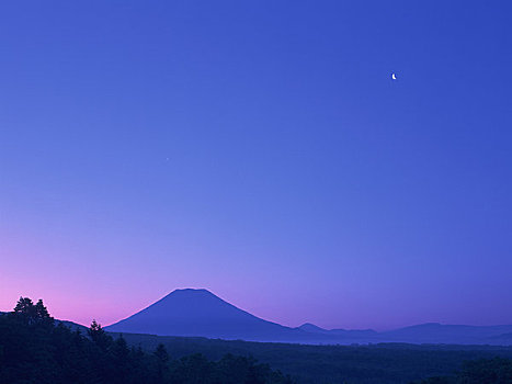 山,月亮,黎明