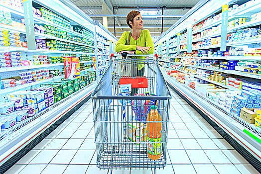 法国,女人,超市