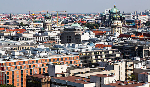 俯视,中心,柏林,德国,法国,大教堂,御林广场,柏林大教堂,欧洲