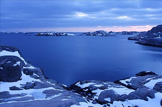雪,悬崖,海洋,瑞典