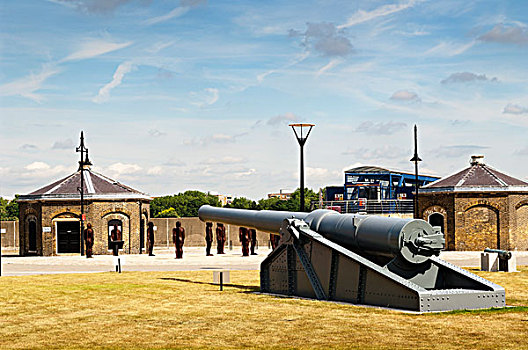 英格兰,伦敦,展示,大炮,皇家,武器,河边,装配,安装,伯克,背景