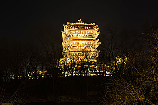 济南解放阁夜景