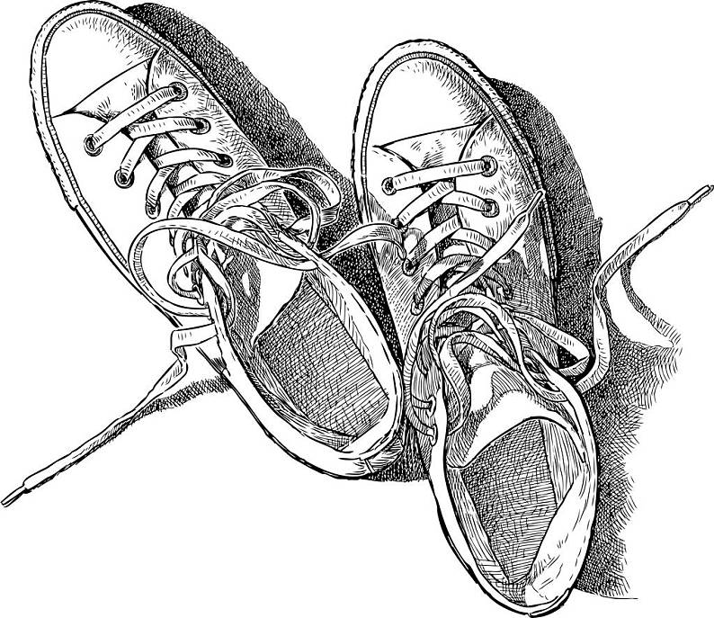 运动鞋素描简单图片