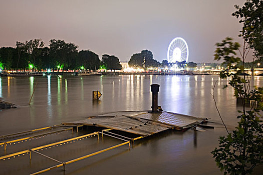 洪水,塞纳河,码头