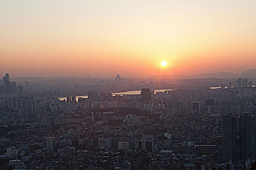 日落,首尔,韩国