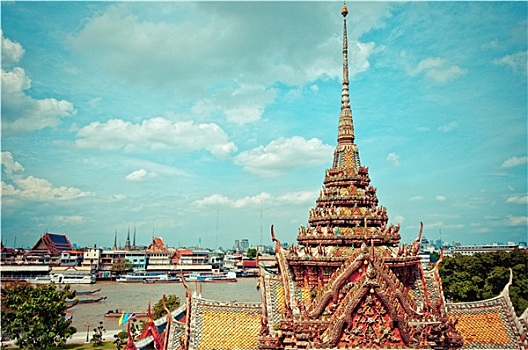 河,庙宇,曼谷