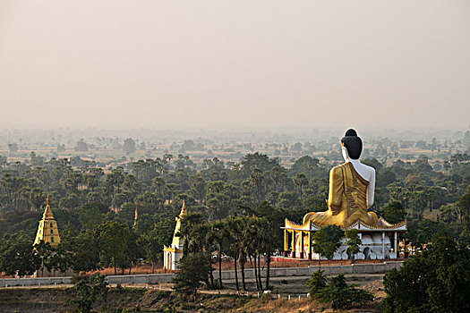 坐佛,雕塑,望濑,传说,区域,缅甸,亚洲