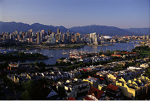 俯视,城市,山峦,温哥华,不列颠哥伦比亚省,加拿大