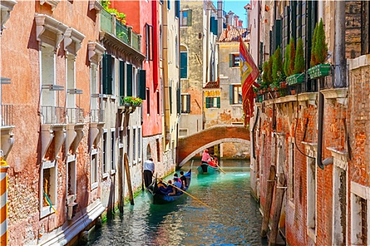 小船,侧面,狭窄,运河,威尼斯,意大利